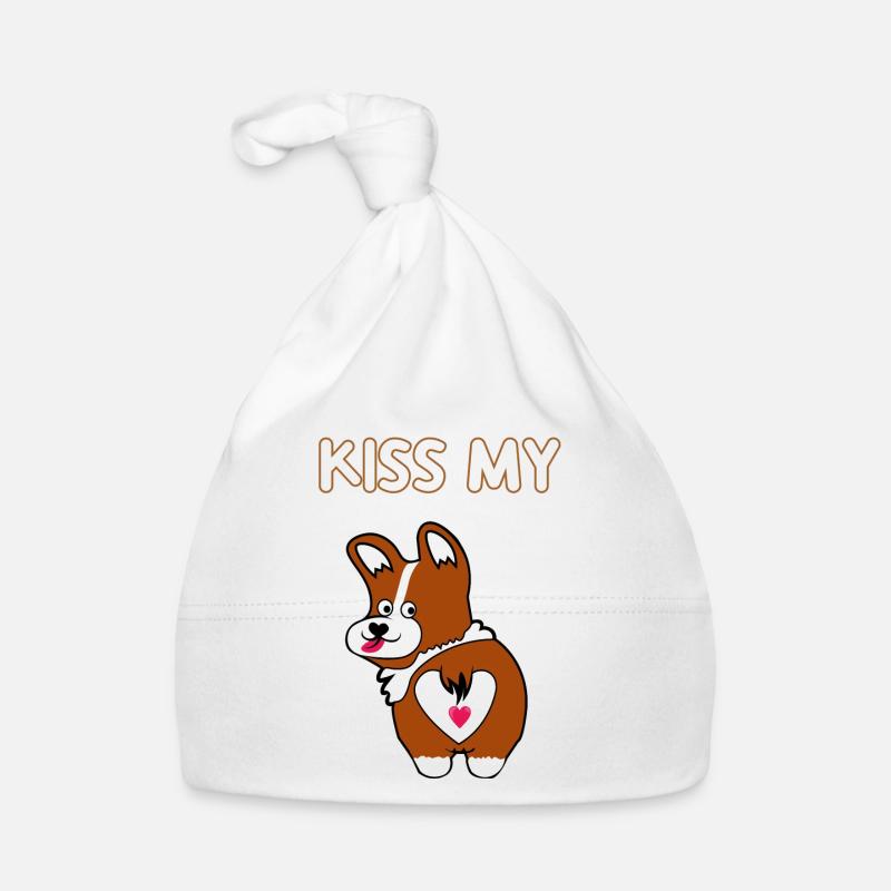 Embrasse mon chien Corgi Hund - Bonnet bio Bébé - blanc