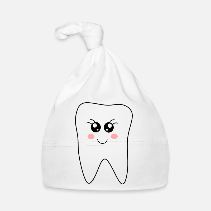 Dente, dents, cadeau dentiste - Bonnet bio Bébé - blanc