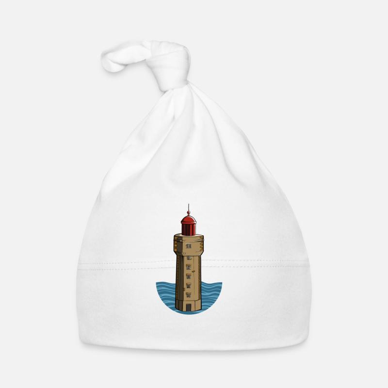 Leuchtturm Illustration Seemann Küste Geschenk Baby Bio-Mütze