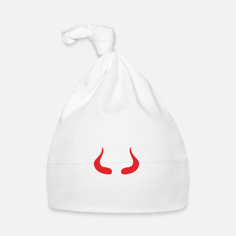 Symbole de cornes de diable - Bonnet bio Bébé - blanc