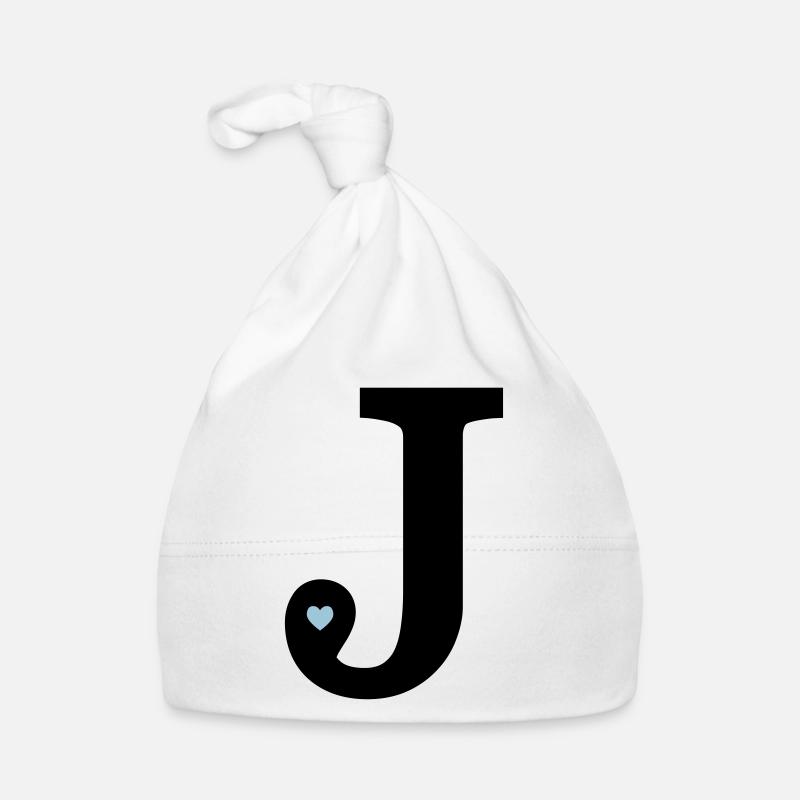 Buchstabe J Anfangsbuchstabe - Baby Bio-Mütze - Weiß