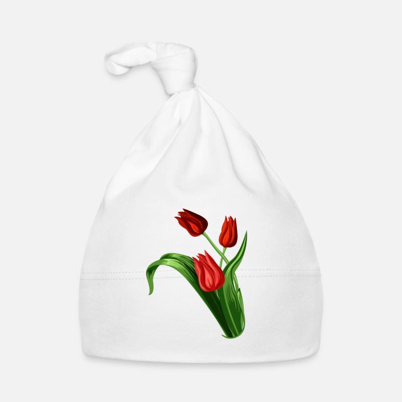 Illustration élégante de tulipes rouges Bonnet bio Bébé
