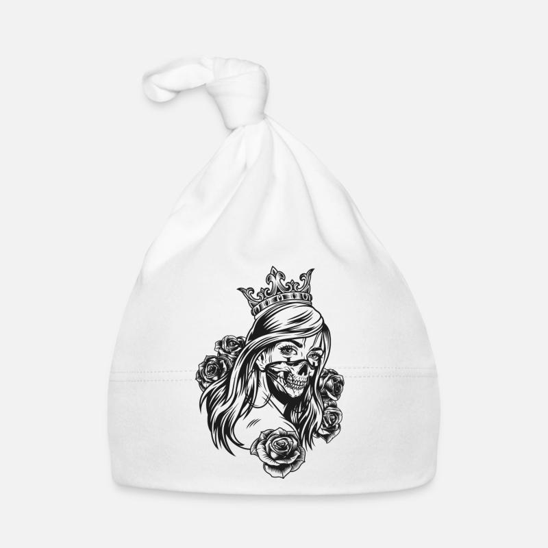 Tête de Reine (motif de partenaire) - Bonnet bio Bébé - blanc