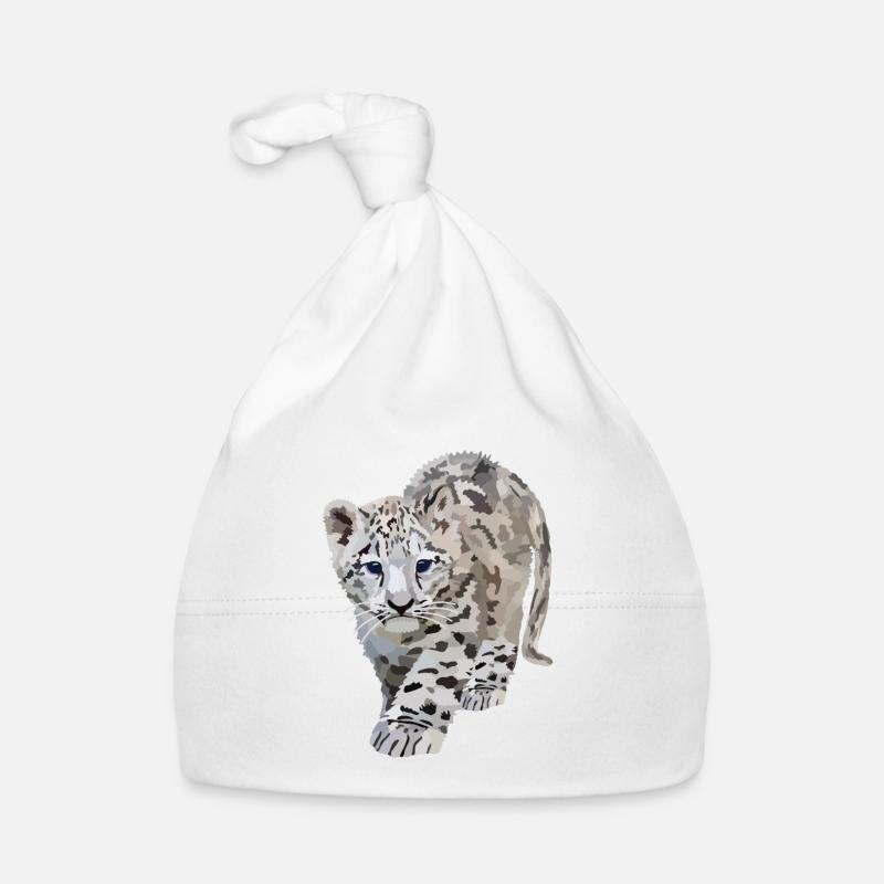 Sia, le léopard des neiges - Bonnet bio Bébé - blanc