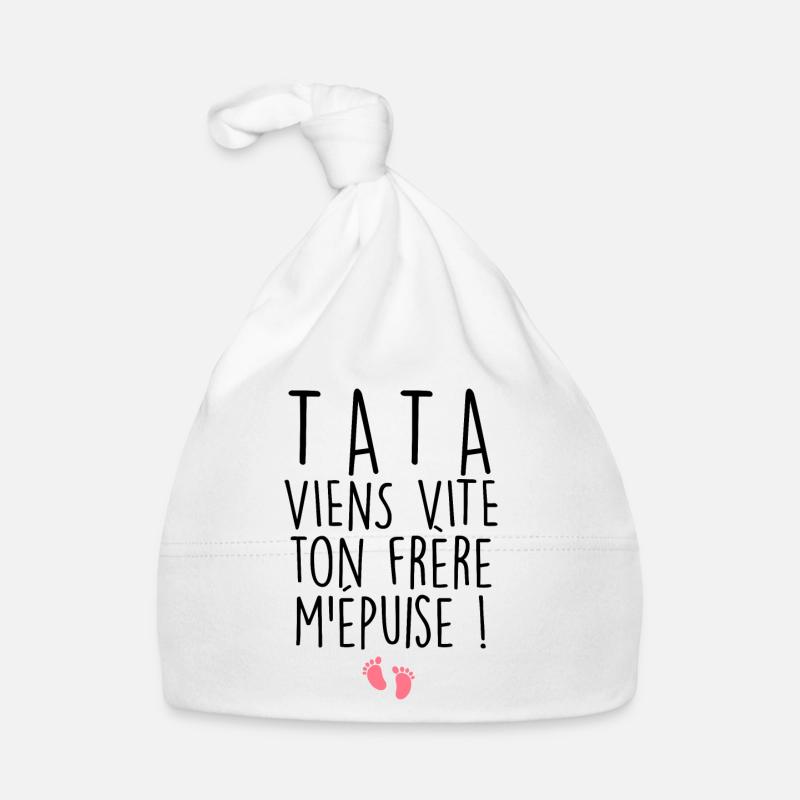 Bébé tata à la rescousse idée cadeau naissance - Bonnet bio Bébé - blanc