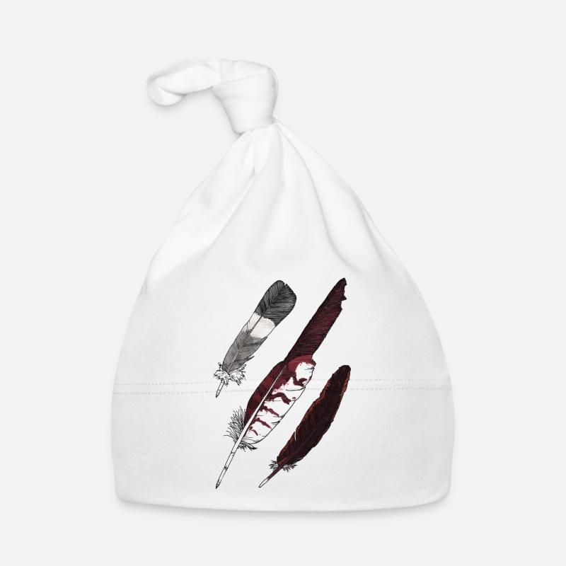 Feather Collection - Three Feathers Hand Drawn Organic Baby Cap