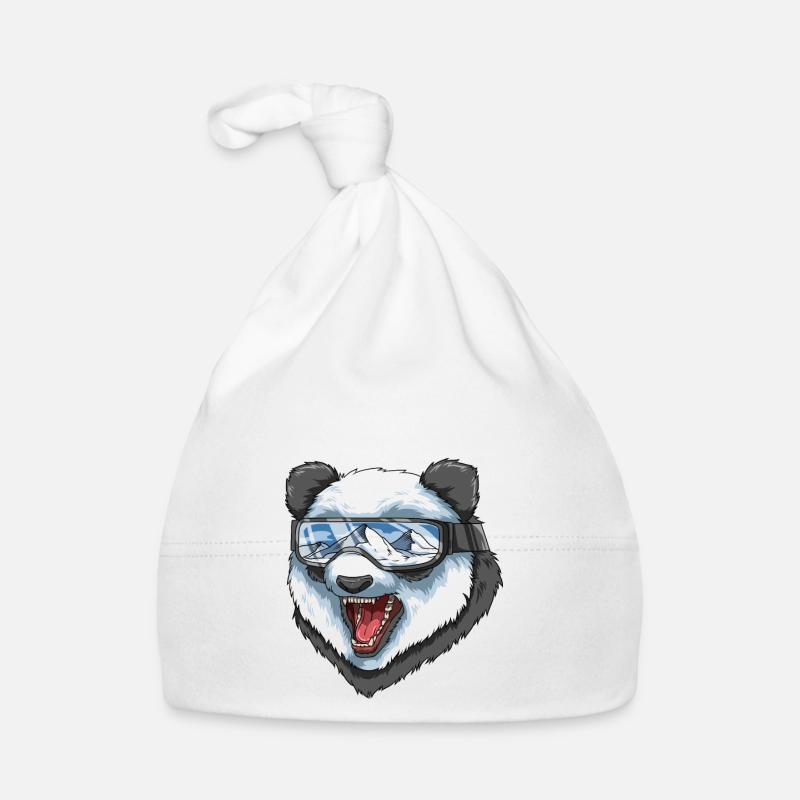 Laax Graubünden Schweiz Retro Ski Panda Baby Bio-Mütze