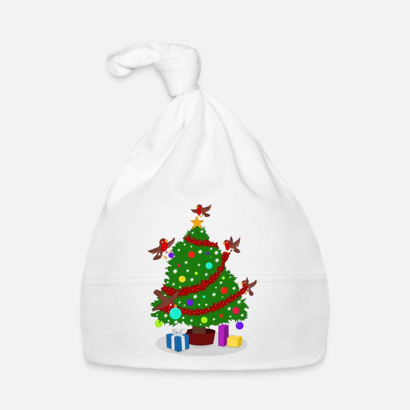 Robin um den Weihnachtsbaum Baby Bio-Mütze
