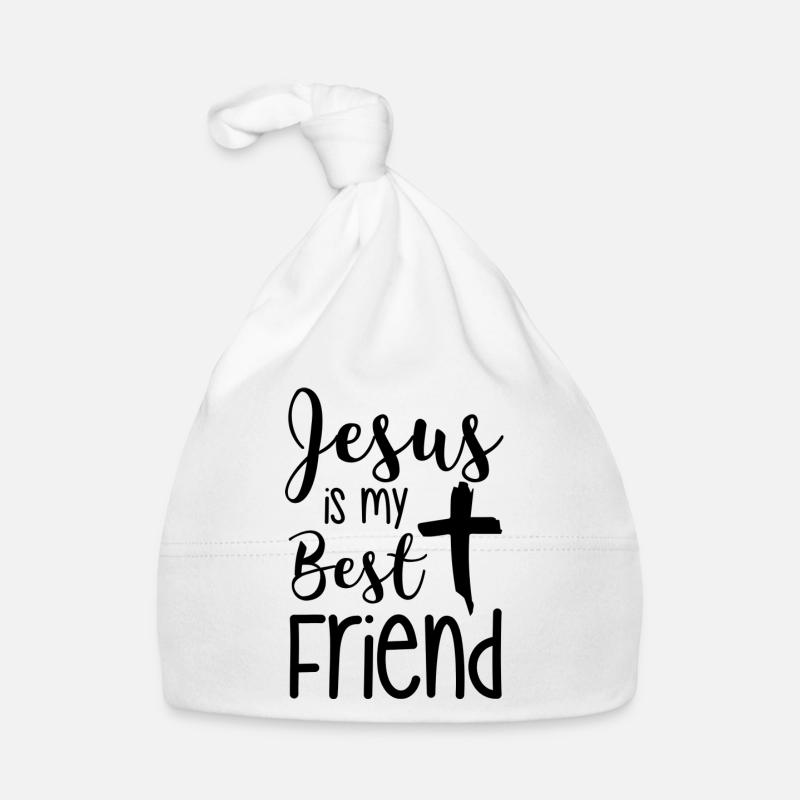 Jésus est mon meilleur ami - Bonnet bio Bébé - blanc
