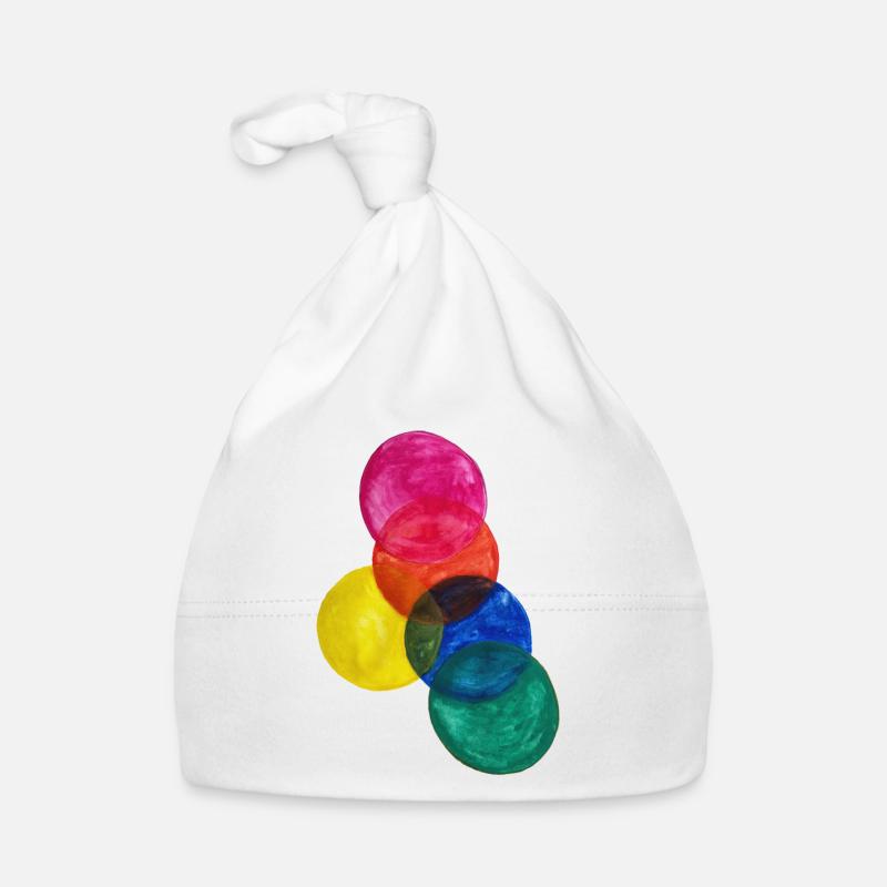 Coloured Circles - Organic Baby Cap - white
