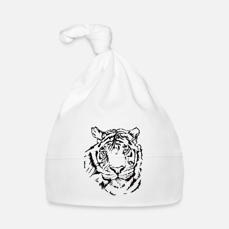Handgezeichneter Tiger Baby Bio-Mütze