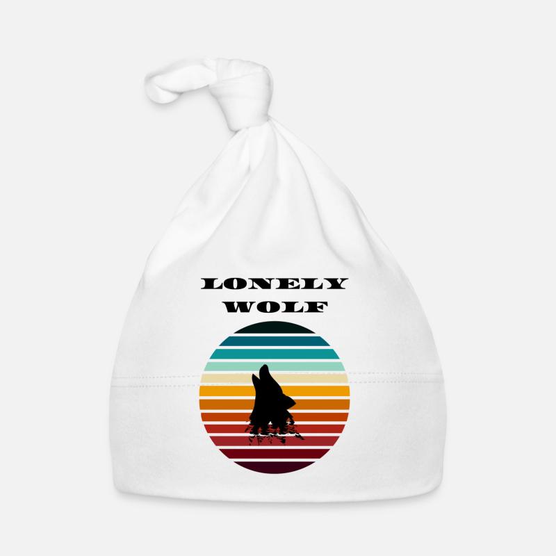 Lonely Wolf Retro 80s Style Hurlement - Bonnet bio Bébé - blanc