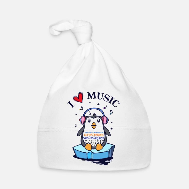 Seevogel Cool Herz PinguinTier Statement - Baby Bio-Mütze - Weiß