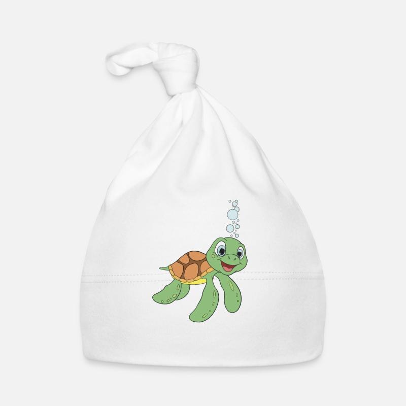 Cute turtle in comic style Organic Baby Cap