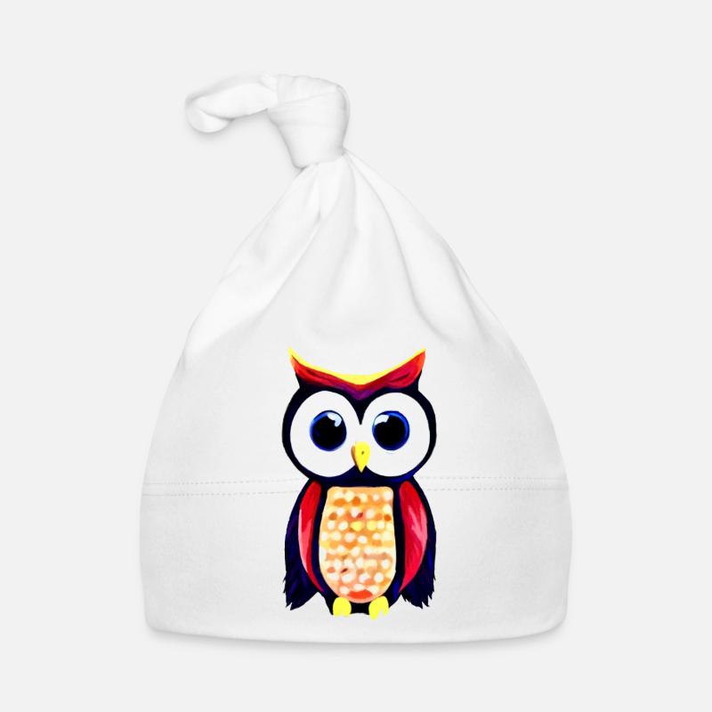 Owl with big curious eyes Organic Baby Cap
