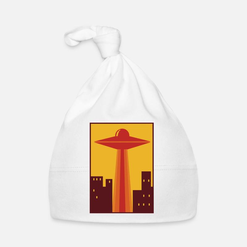 70s UFO over city Organic Baby Cap