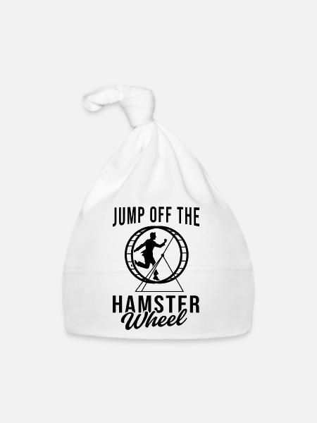 Jump Off The Hamster Wheel Animal Lover Rodents Ha - Baby Bio-Mütze - Weiß - Vorne