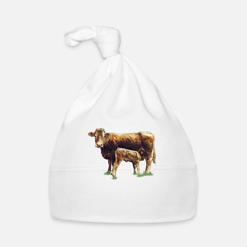 Vache avec veau Bonnet bio Bébé