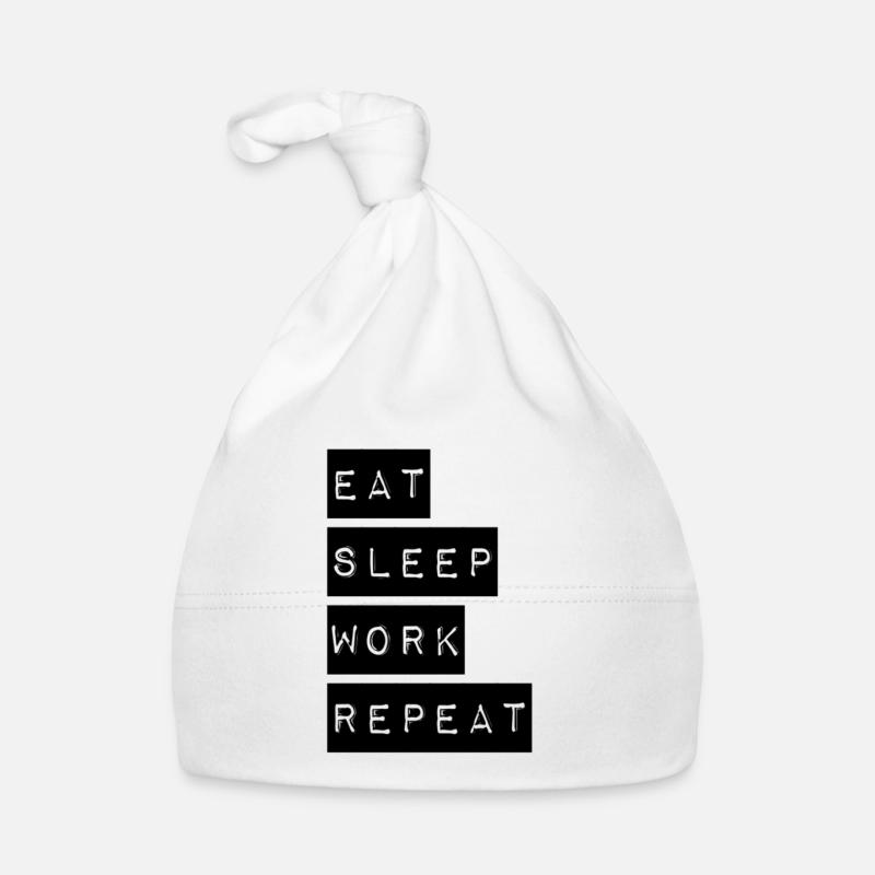 Abstract Eat, Sleep, Work, Repeat Pattern T-Shirt Organic Baby Cap