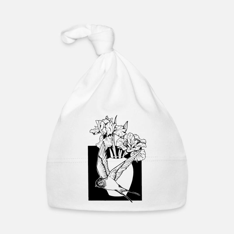 Schwalben Blumen 3 Baby Bio-Mütze