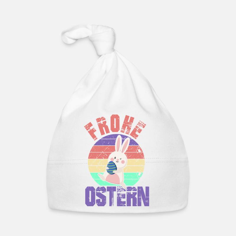 Frohe Ostern - Happy Easter - Osterhase Baby Bio-Mütze