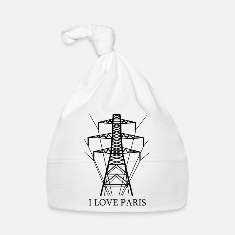 Ironisch Ich liebe Paris Eiffelturm als Strommast Baby Bio-Mütze