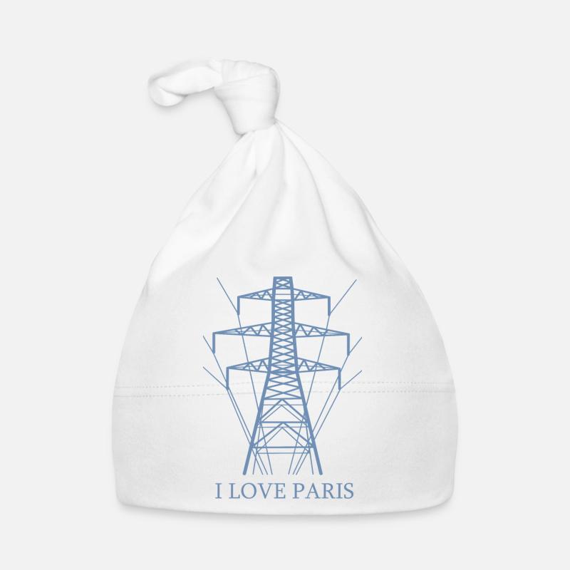 Ironisch Ich liebe Paris Eiffelturm als Strommast Baby Bio-Mütze