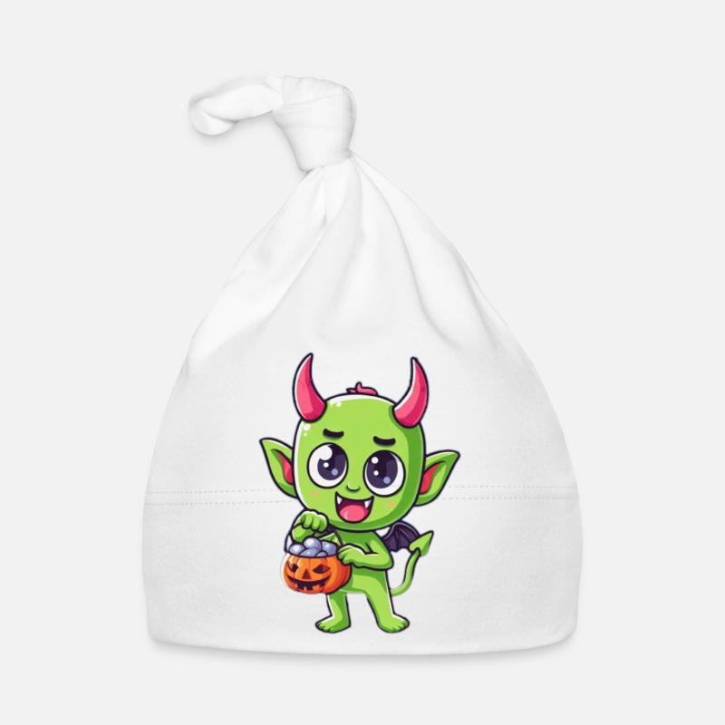 Happy Halloween Devil - Organic Baby Cap - white