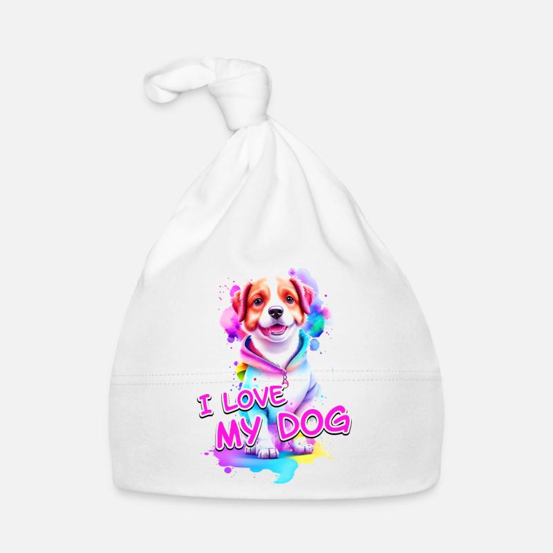 J’aime mon chien - Bonnet bio Bébé - blanc