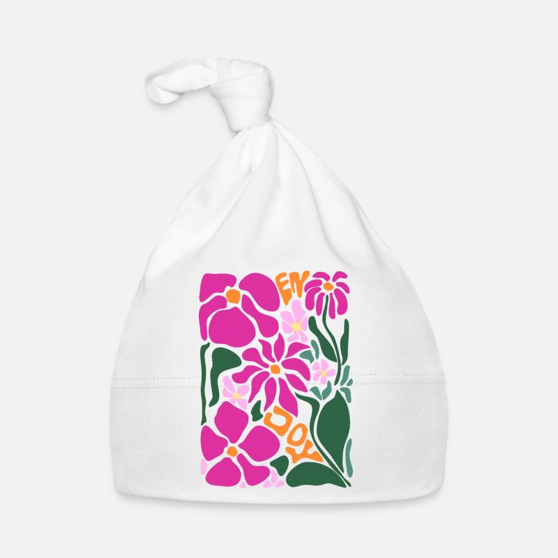 Fleurs de bonne humeur - profitez - Bonnet bio Bébé - blanc