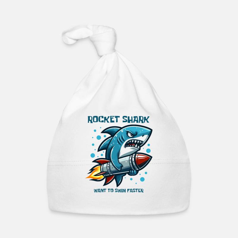 Rocket Shark Funny Animals Organic Baby Cap