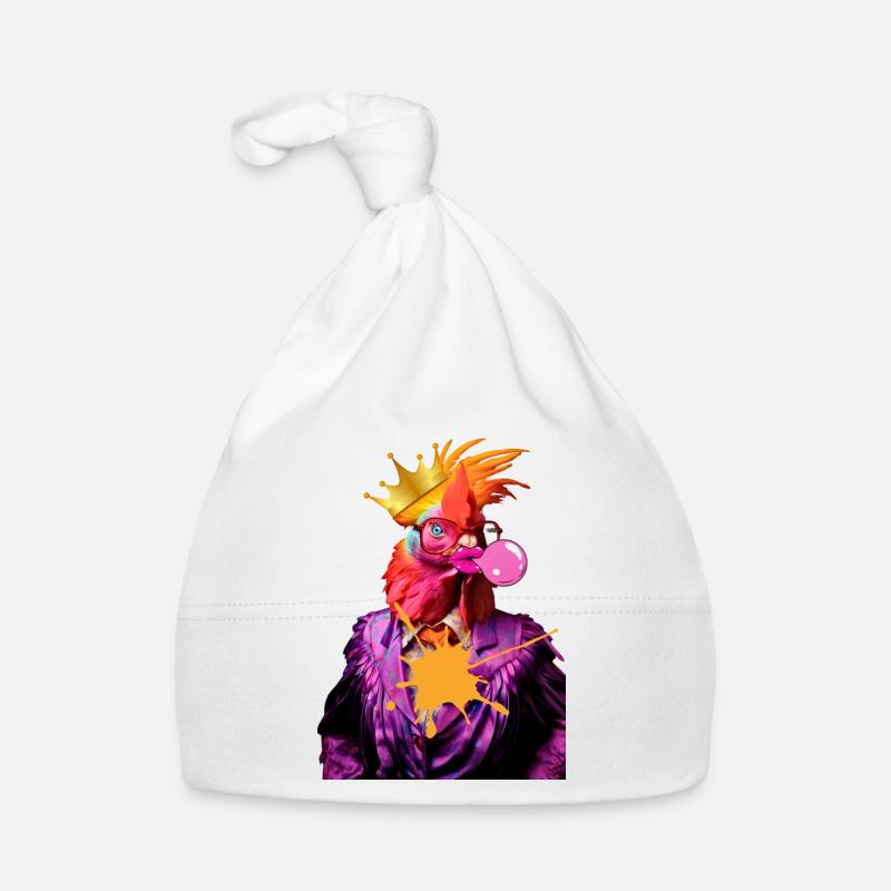 Roi coq Pop Star - Bonnet bio Bébé - blanc