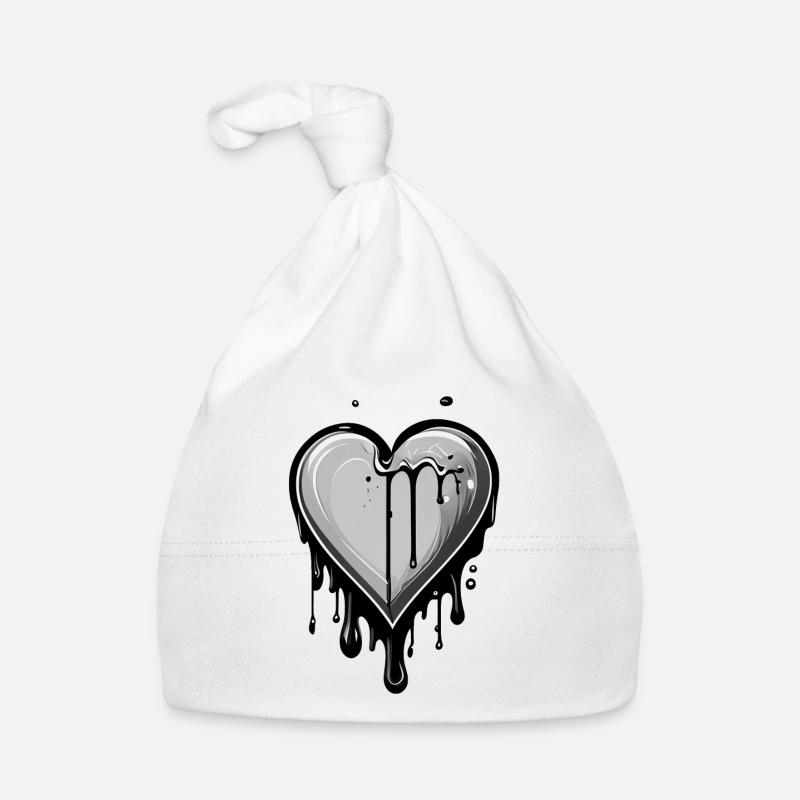 Geschmolzenes Graffiti Herz mit Tropfen Baby Bio-Mütze
