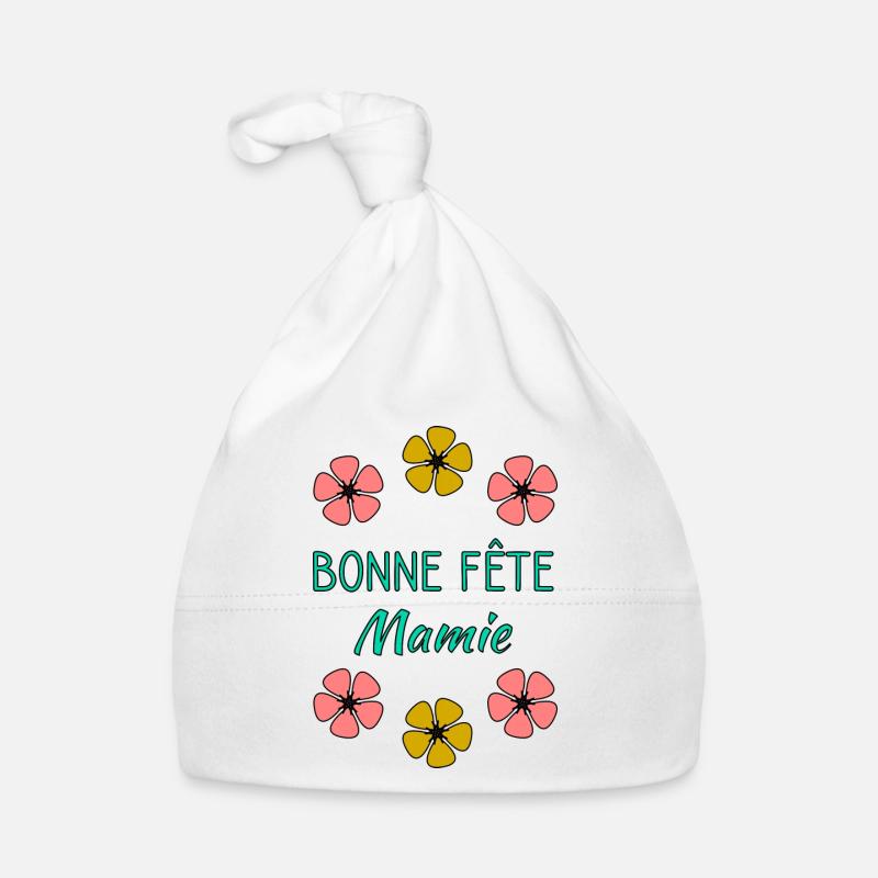 MAMIE. GRAND-MERE - Bonnet bio Bébé - blanc