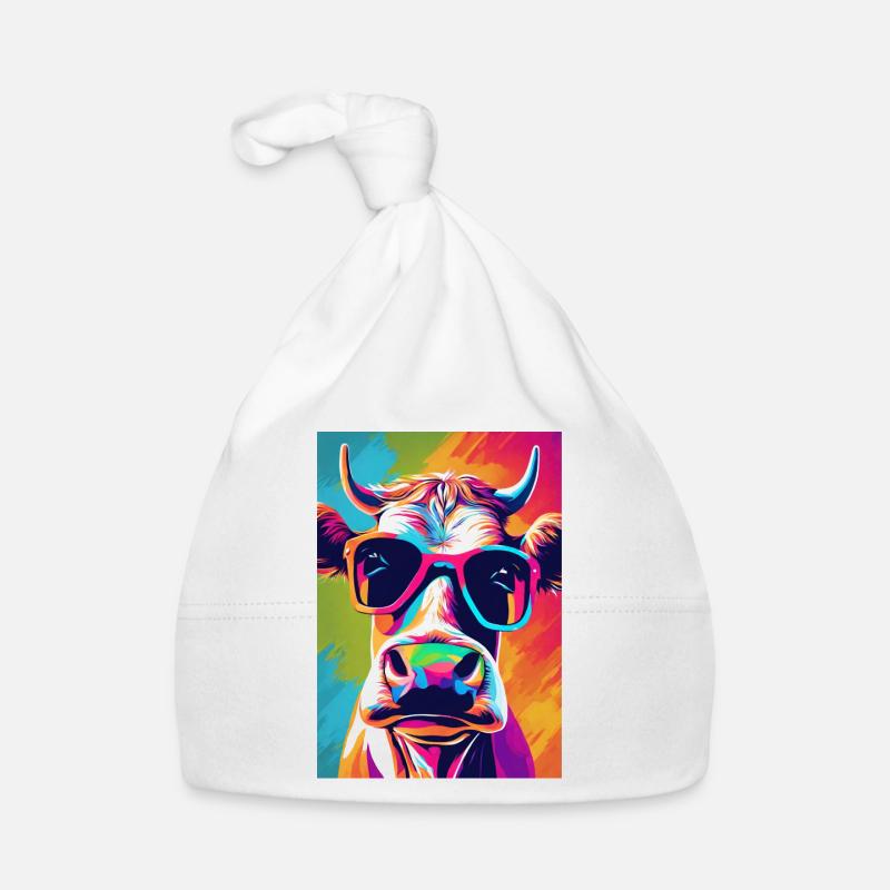 Kuh mit Brille Baby Bio-Mütze