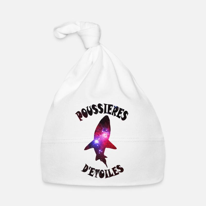 Requin poussières d étoiles - Bonnet bio Bébé - blanc