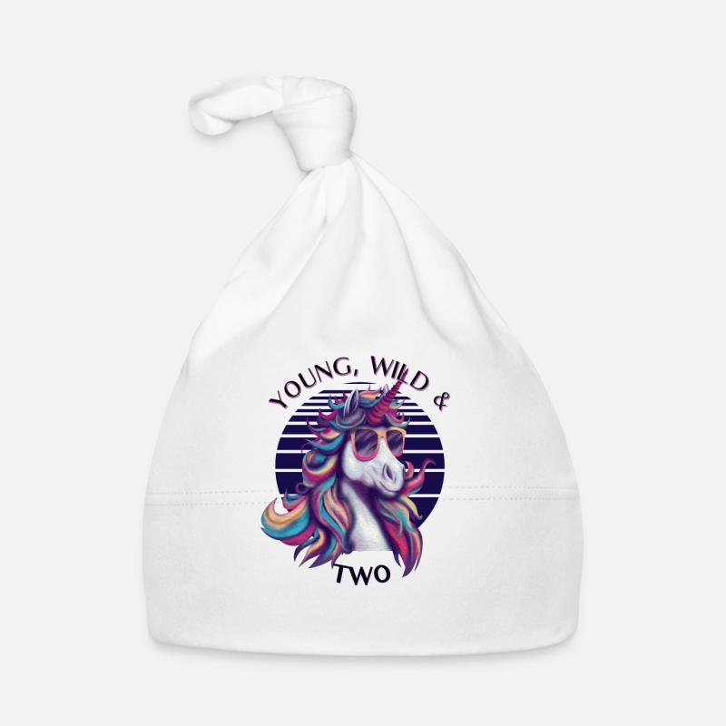 Young, Wild & Two – Cooles Einhorn Geburtstag Baby Bio-Mütze