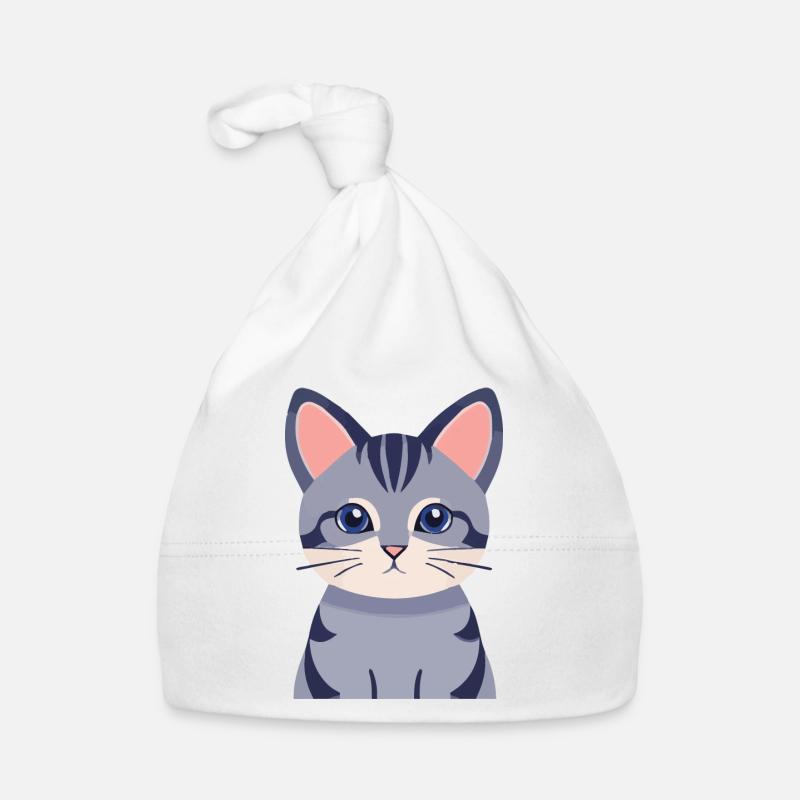 chat gris mignon Bonnet bio Bébé