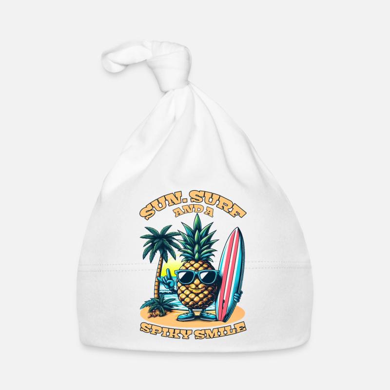Surfing Pineapple: Sun, Surf, and a Spiky Smile! Organic Baby Cap