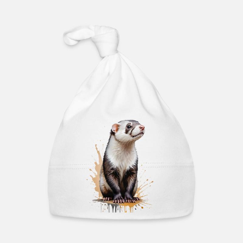 Frettchen Aquarell - Verspieltes Fellknäuel Baby Bio-Mütze