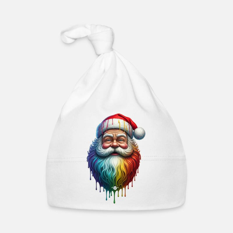 09 Weihnachtsmann Regenbogen Farben Farbtropfen Baby Bio-Mütze
