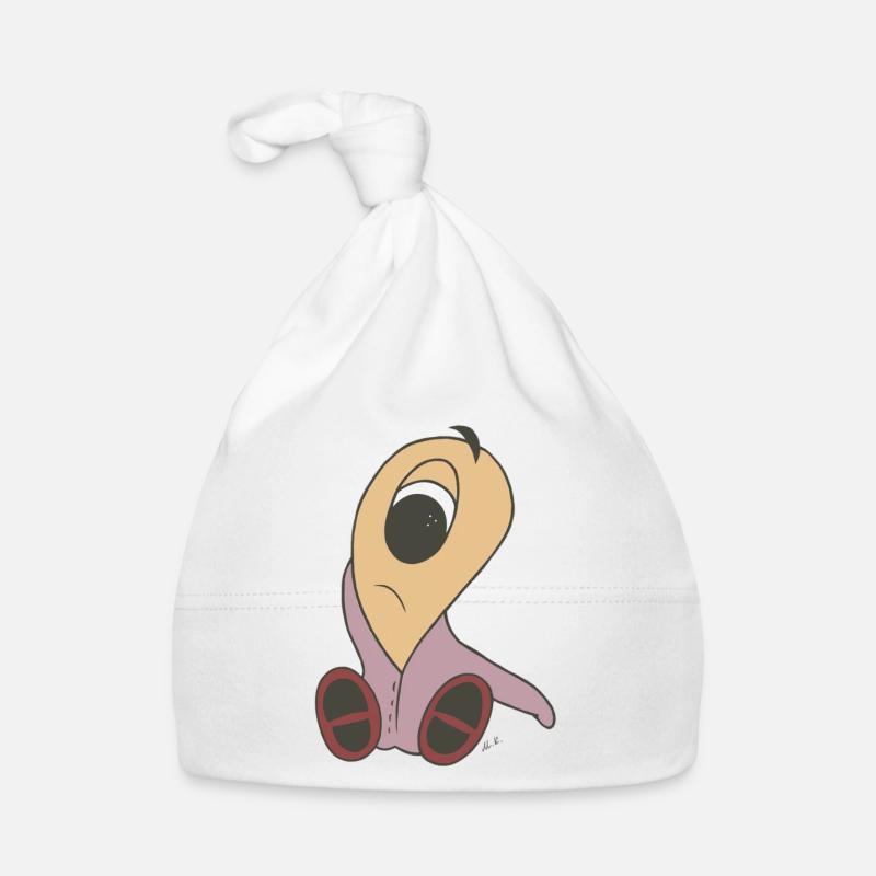 Doux triste bébé extraterrestre à la recherche de maman - Bonnet bio Bébé - blanc