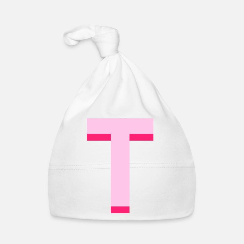 Pop and modern pink letter t Organic Baby Cap