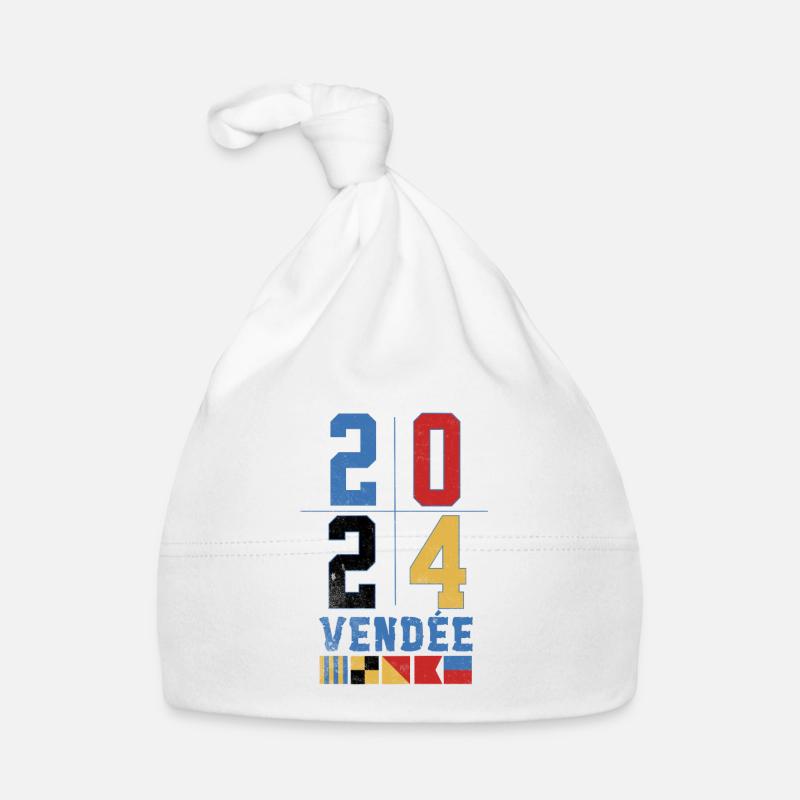 Design régate globe Année 2024 Vendée  - Bonnet bio Bébé - blanc