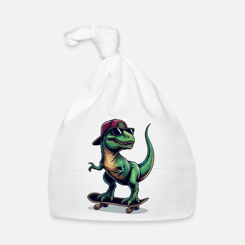 SSW35 Dino auf Skateboard Baby Bio-Mütze