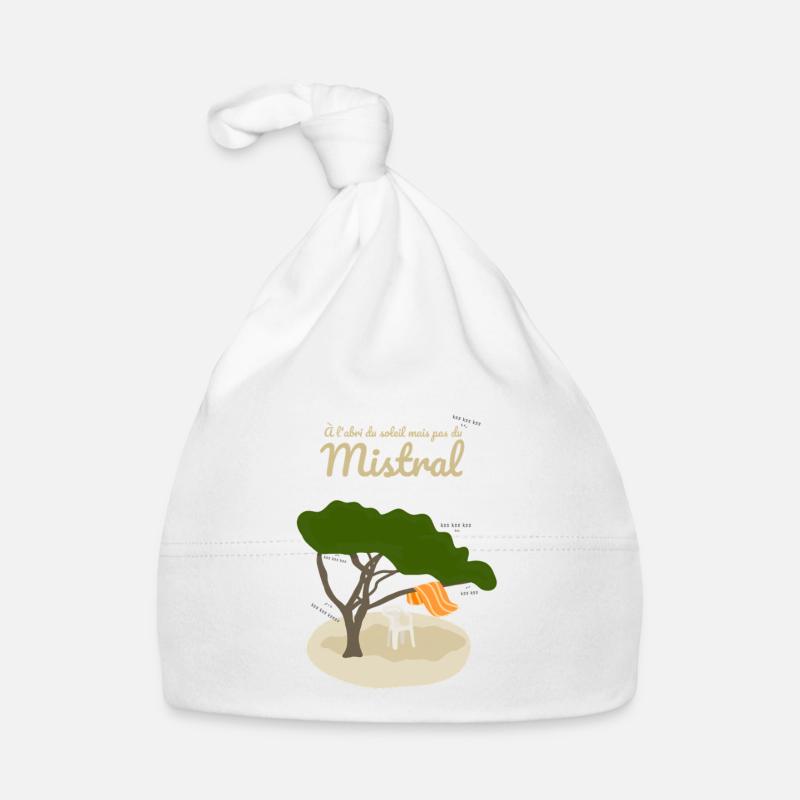 A l'abri du soleil mais pas du mistral - Bonnet bio Bébé - blanc