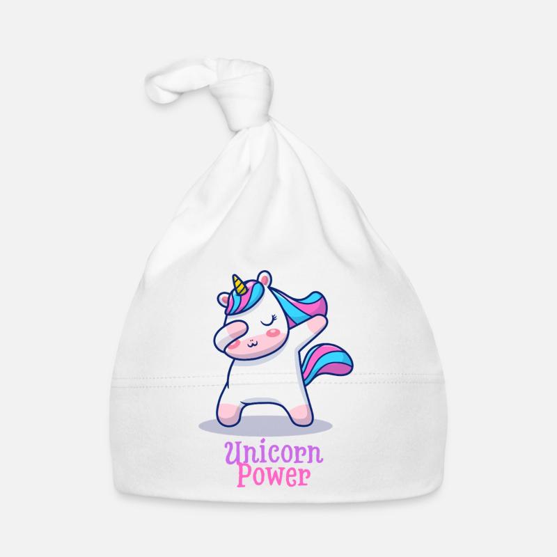 Unicorne Power - Bonnet bio Bébé - blanc