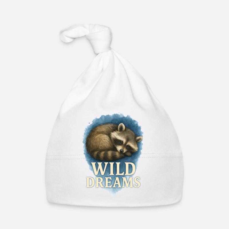 Wild Dreams – Schlafender Waschbär Aquarell Baby Bio-Mütze