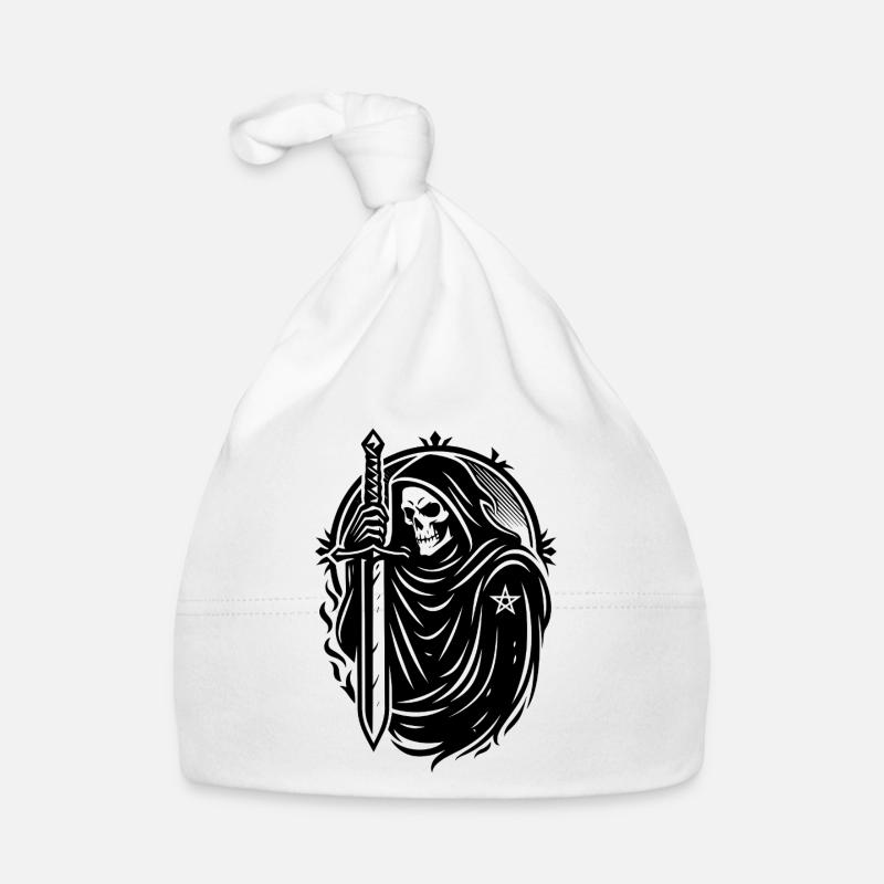 Crâne avec épée – Motif symbole sombre Bonnet bio Bébé