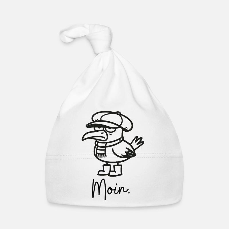 mouette avec casquette et moin - Bonnet bio Bébé - blanc